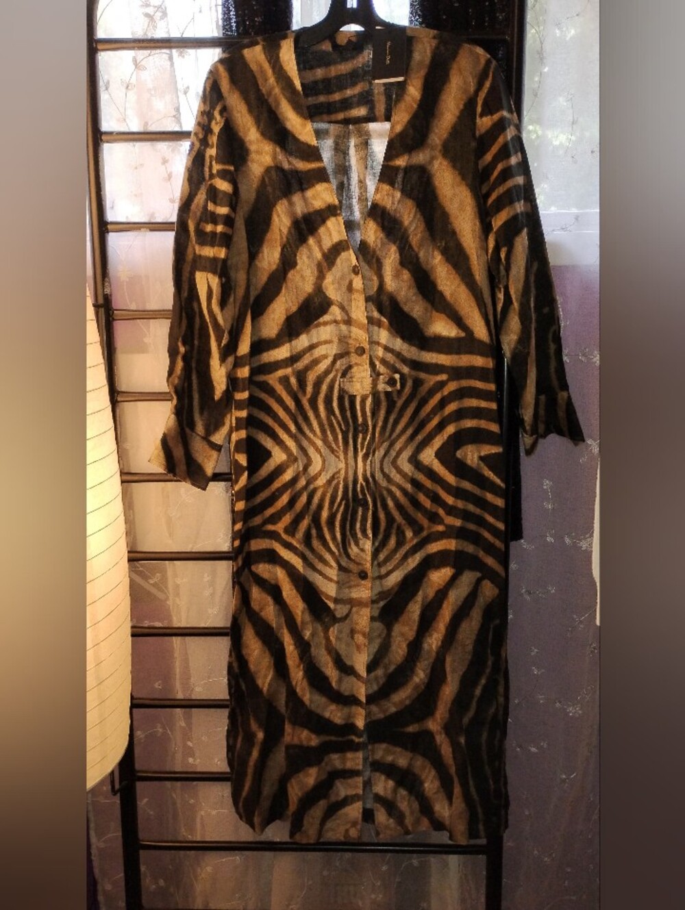 Massimo Dutti 100% Linen Zebra Print Dress. Black And Brown. New With Tags. M - Picture 3 of 10